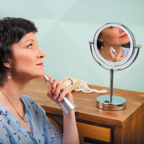 Зеркало с подсветкой круглое 22 см с увеличением 3x WasserKraft (K-1005)