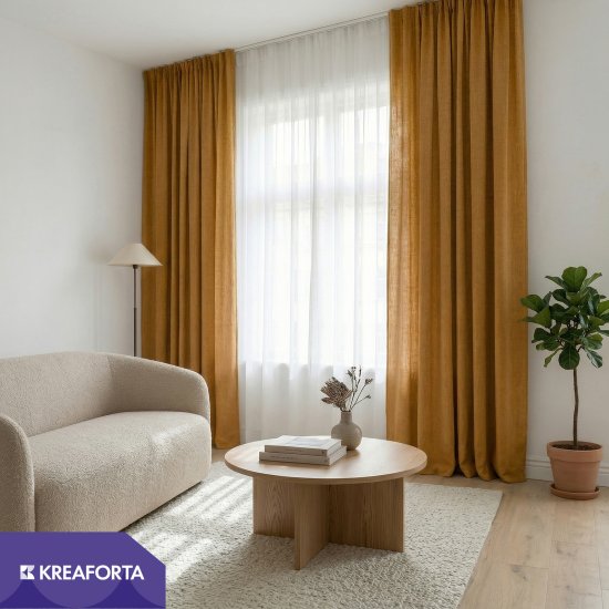 Штора на ленте со скрытыми петлями KREAFORTA Looks 200x260 см желтый