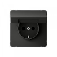 Розетка Systeme Electric ArtGallery встраиваемая базальт со шторками с крышкой (SE GAL001446)