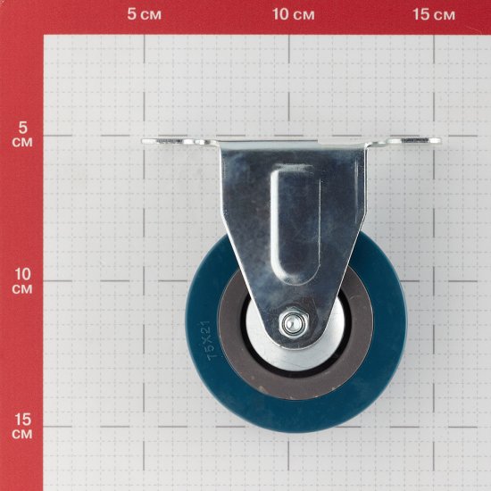 Опора колесная неповоротная пластик/резина на площадке 75 мм серая (1 шт.)