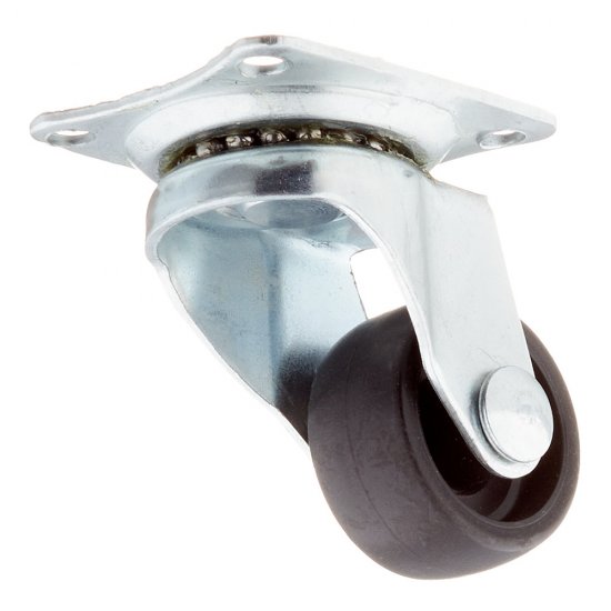 Опора колесная поворотная пластик на площадке 25 мм черная (1 шт.)