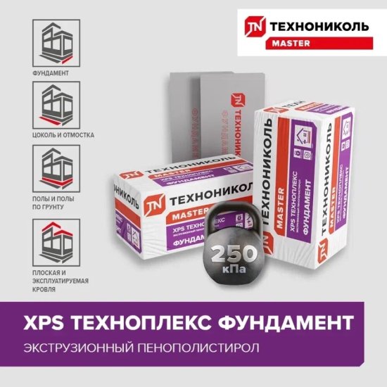 Экструдированный пенополистирол Технониколь Техноплекс Фундамент 100х580х1180 мм