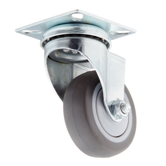 Опора колесная поворотная пластик/резина на площадке 50 мм серая (1 шт.)