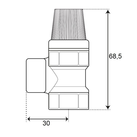 Клапан предохранительный СТМ Термо 1/2 ВР(г) х 1/2 ВР(г) 1,5 бар для систем отопления 120 °С KVs 0,3 (CRVP1F12)