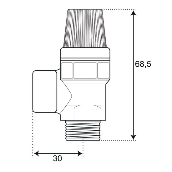 Клапан предохранительный СТМ Термо 1/2 ВР(г) х 1/2 НР(ш) 3 бар для систем отопления 120 °С KVs 0,5 (CRVP3M12)