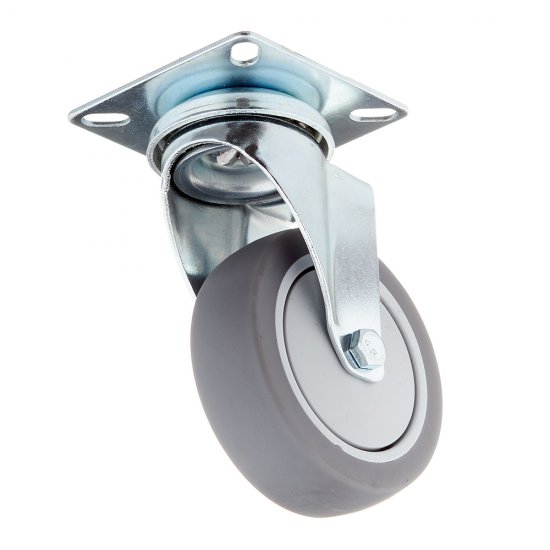 Опора колесная поворотная пластик/резина на площадке 75 мм серая (1 шт.)