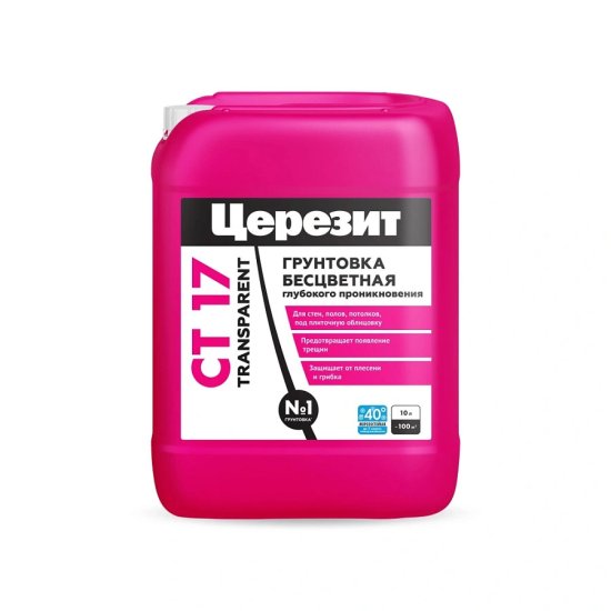 Грунтовка Ceresit CT17 Transparent Глубокого проникновения для любых оснований 10 л