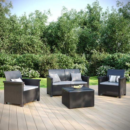 Диван садовый BEGINIA Basegi 131x69.5x79 см полипропилен темно-серый