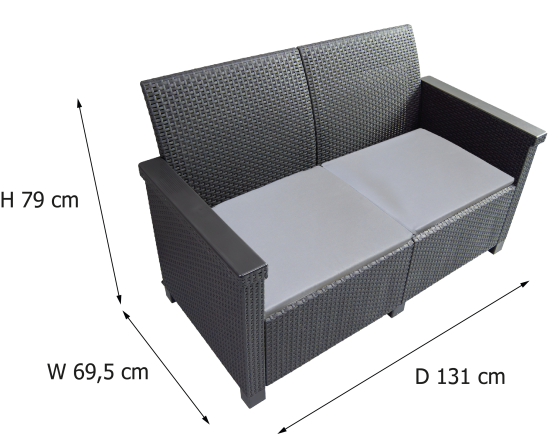 Диван садовый BEGINIA Basegi 131x69.5x79 см полипропилен темно-серый