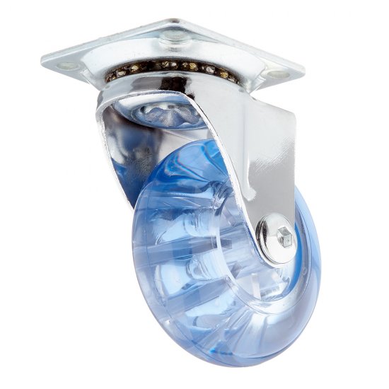 Опора колесная поворотная полиуретан/пластик на площадке 50 мм голубая (1 шт.)