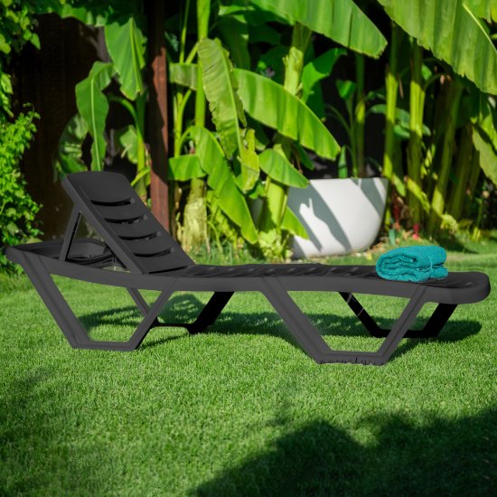 Шезлонг без подушки Элластик 187x32 см пластик серый