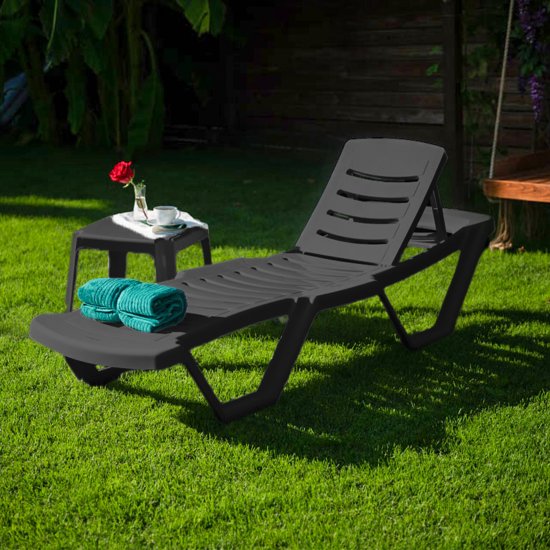 Шезлонг без подушки Элластик 187x32 см пластик серый