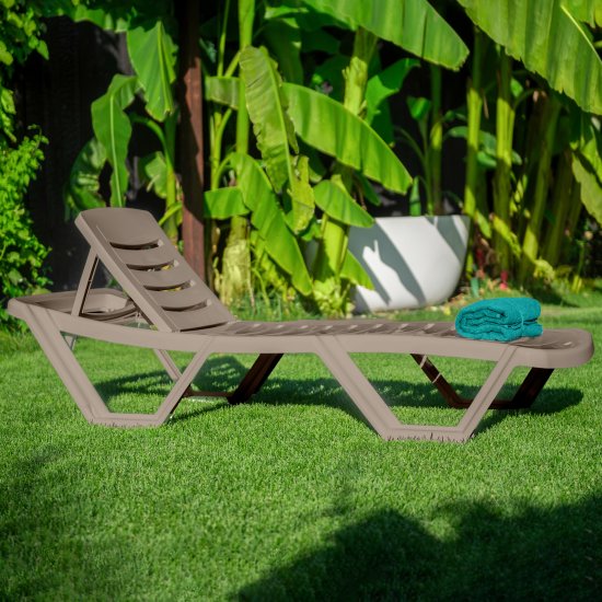 Шезлонг без подушки Элластик 187x32 см пластик коричневый