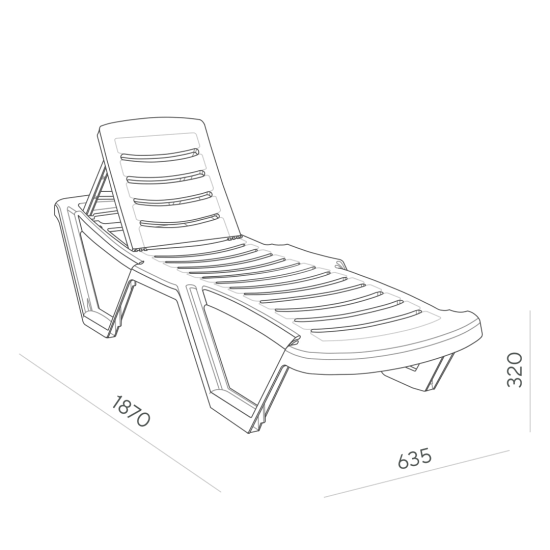 Шезлонг без подушки Элластик 187x32 см пластик коричневый