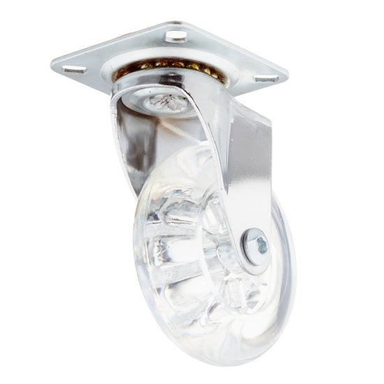 Опора колесная поворотная полиуретан/пластик на площадке 75 мм прозрачная (1 шт.)