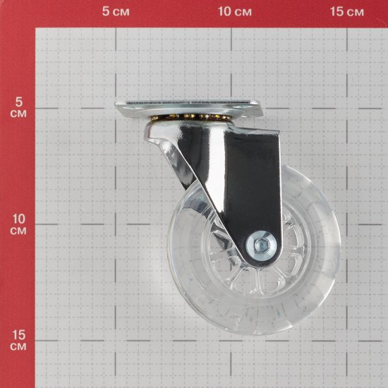 Опора колесная поворотная полиуретан/пластик на площадке 75 мм прозрачная (1 шт.)