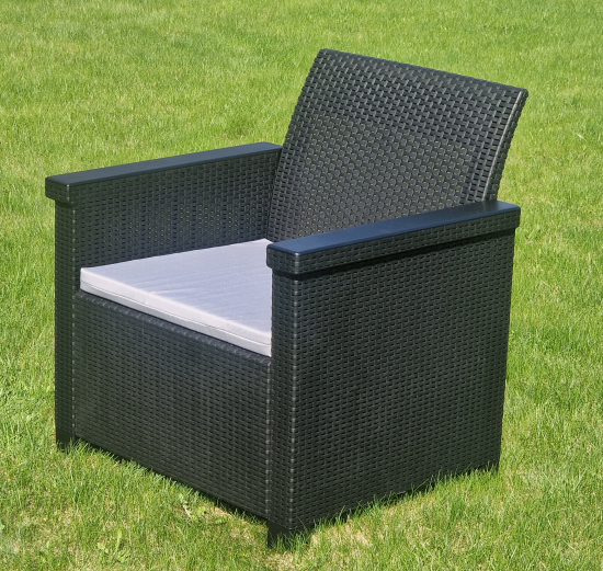 Набор садовой мебели BEGINIA Basegi пластик темно-серый стол 1 шт диван 1 шт кресло 2 шт подушки 4 шт