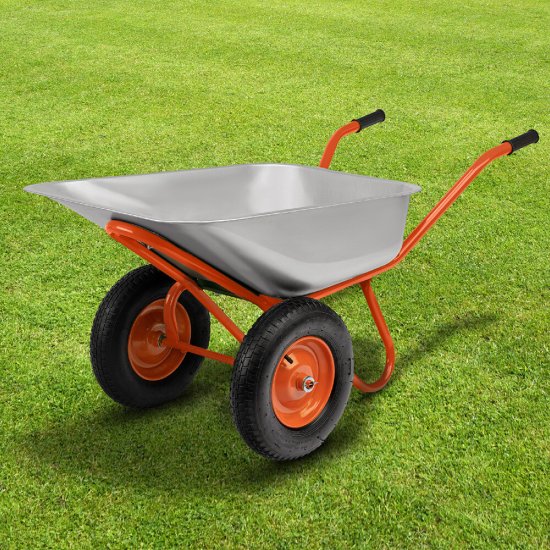 Тачка садово-строительная двухколесная Строймаш 90 л 320 кг ударопрочная усиленная морозостойкая (17008)