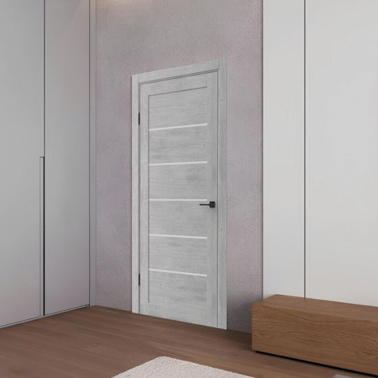 Дверь межкомнатная Флора-2 600х2000 мм ПВХ nordic grey oak со стеклом