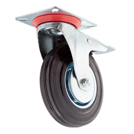 Опора колесная поворотная сталь/резина со стопором 125 мм черная (1 шт.)