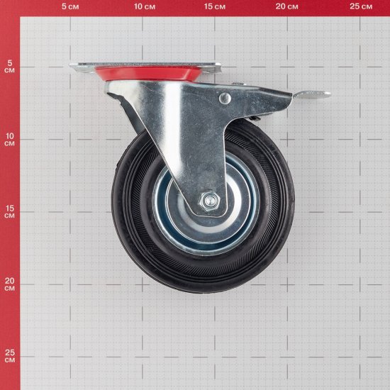 Опора колесная поворотная сталь/резина со стопором 125 мм черная (1 шт.)