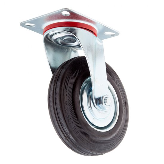 Опора колесная поворотная сталь/резина на площадке 125 мм черная (1 шт.)