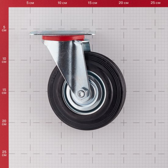 Опора колесная поворотная сталь/резина на площадке 125 мм черная (1 шт.)