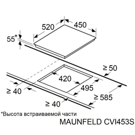 Варочная панель индукционная Maunfeld CVI453SBWH Inverter 3 конфорки белая