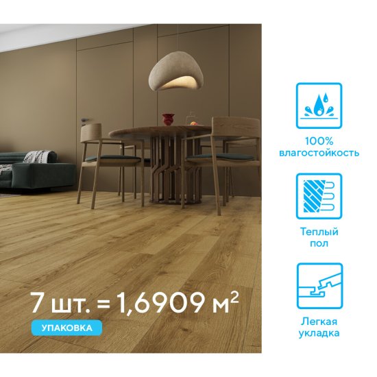 Ламинат 34 класс Norland Elegant Strong дуб фанэн 1218х198х12 мм 1,6909 кв.м влагостойкий с фаской