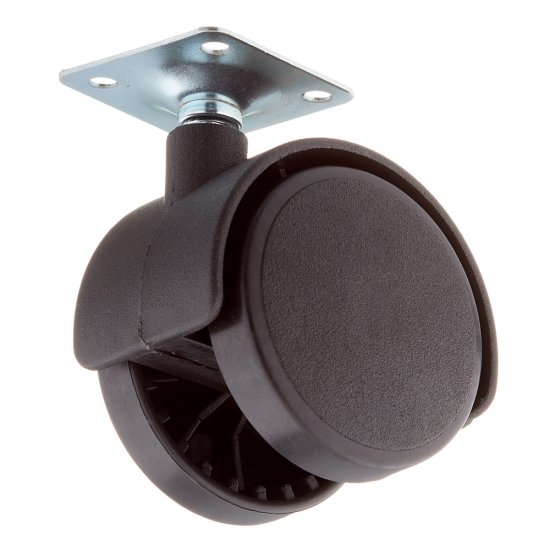 Ролик двойной на площадке со стопором d50 мм (черный/черный)