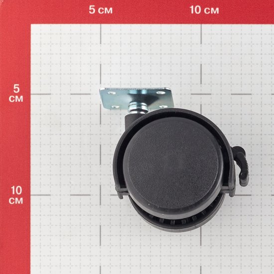 Ролик двойной на площадке со стопором d50 мм (черный/черный)