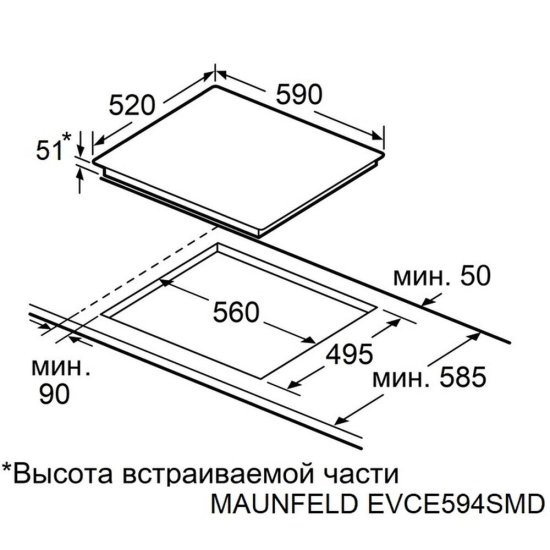 Варочная панель электрическая Maunfeld EVCE594SMDPBK 4 конфорки черная