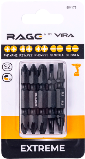 Набор бит двусторонних магнитных Rage 554175, 5 шт.