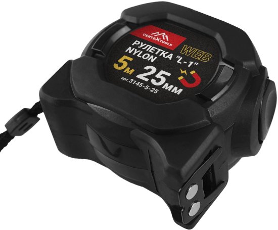 Рулетка Vertextools 3145-5-25 с магнитным наконечником и автостопом 5 м x 25 мм