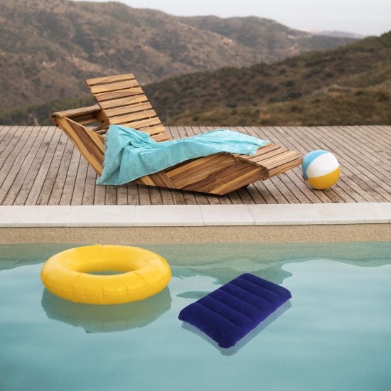 Надувная подушка флокированная ПВХ 10x31 см синяя