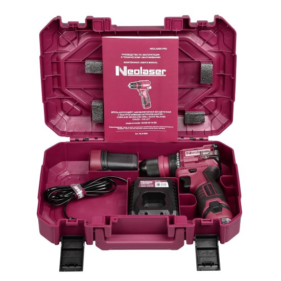 Дрель-шуруповерт аккумуляторная бесщеточная Neolaser NCDB-50-16BS, 16 В Li-Ion 2x2 Ач