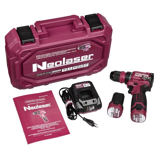 Дрель-шуруповерт аккумуляторная бесщеточная Neolaser NCDB-50-16BS, 16 В Li-Ion 2x2 Ач