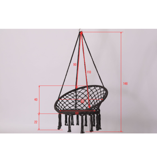 Подвесное кресло-гамак dia80 одноместное темно-серый