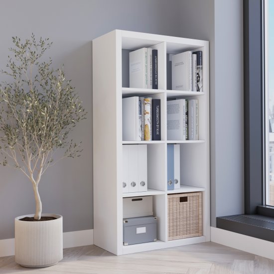 Стеллаж Руан 8 секций KONSENSA 74.8x143.7x31.7 см ЛДСП цвет белый