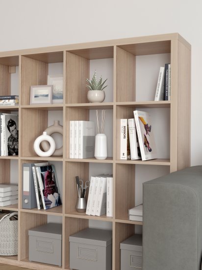 Стеллаж Руан 16 секций KONSENSA 143.7x143.7x31.7 см ЛДСП цвет дуб