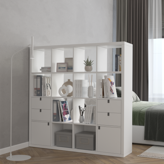 Стеллаж Руан 16 секций KONSENSA 143.7x143.7x31.7 см ЛДСП цвет белый