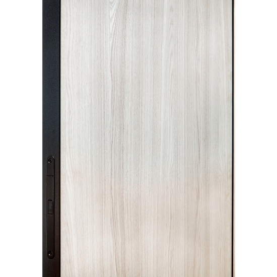 Дверь межкомнатная глухая Борно 50 70x200 см цвет белый дуб с замком и петлями