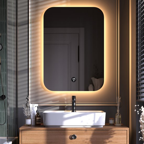 Зеркало в ванную комнату Forza 60x80 см с подсветкой, часами, динамиком и Bluetooth