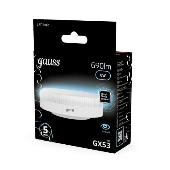 Лампа светодиодная Gauss GX53 4100К 8 Вт 690 Лм 150-265 В таблетка матовая