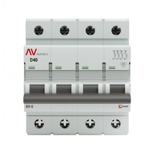Автоматический выключатель модульный EKF Averes AV-6 4Р 40А тип D 6 кА 400 В (mcb6-4-40D-av)