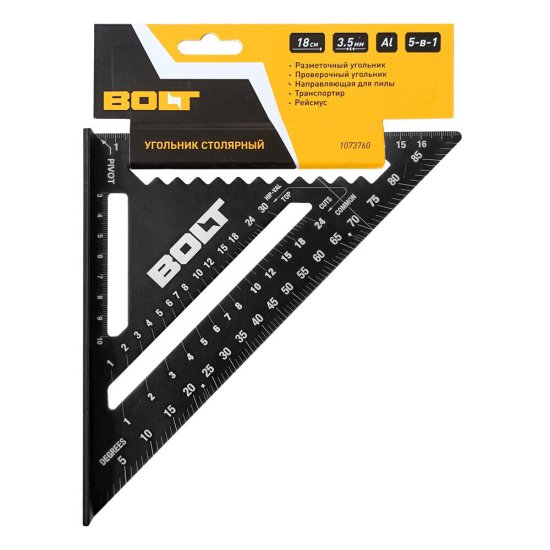 Угольник столярный Bolt 185 мм алюминиевый