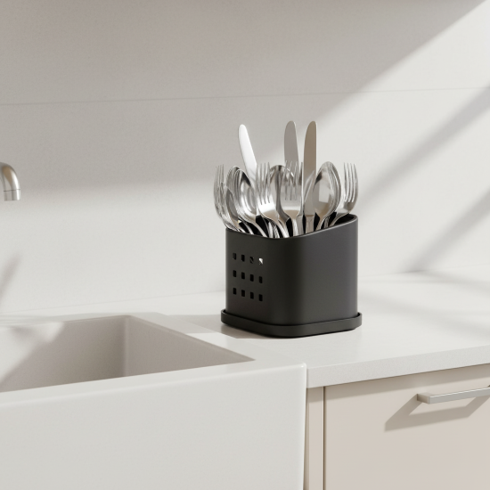 Подставка для губки настольная 11x8.5x8.5 см металл цвет черный