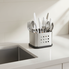 Подставка для губки настольная 11x8.5x8.5 см нержавеющая сталь цвет серый