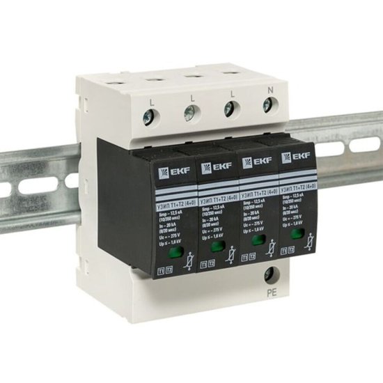 Ограничитель напряжения модульный EKF PROxima T1-T2 275 В 20 кА 4P (OV12-4-504)