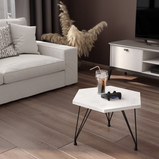 Журнальный столик круглый черный муар/хромикс белый Sheffilton SHT-CT35